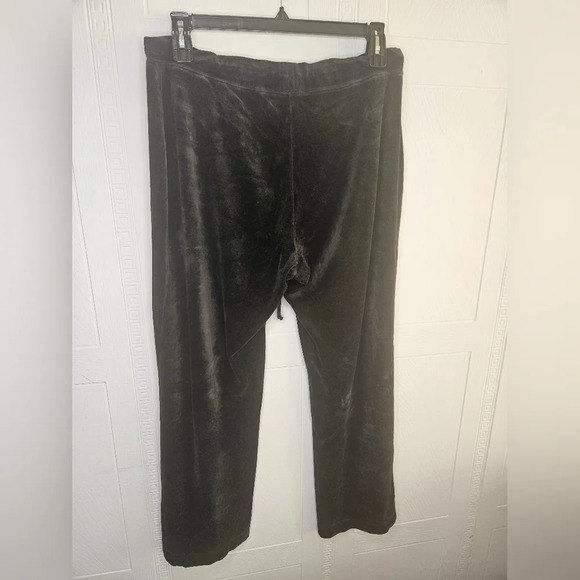 Calvin Klein Black Velvet Wide Leg Pull On Athleisure Pants Cottom Blend L GUC - Picture 2 of 11